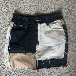 Patchwork Denim Mini Skirt